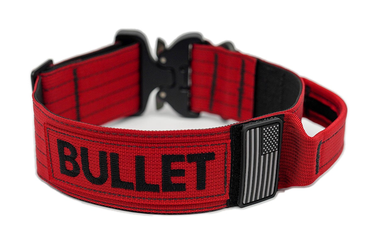 1.5 personalized Tactical dog collar with Handle & AirTag holder opti –